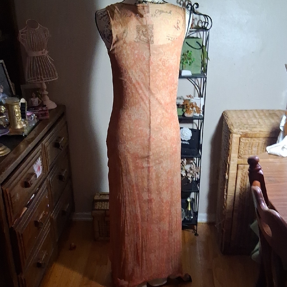 La Belle Orange Sheer Y2K Sleeveless Boho Dress Size M - Picture 13 of 16